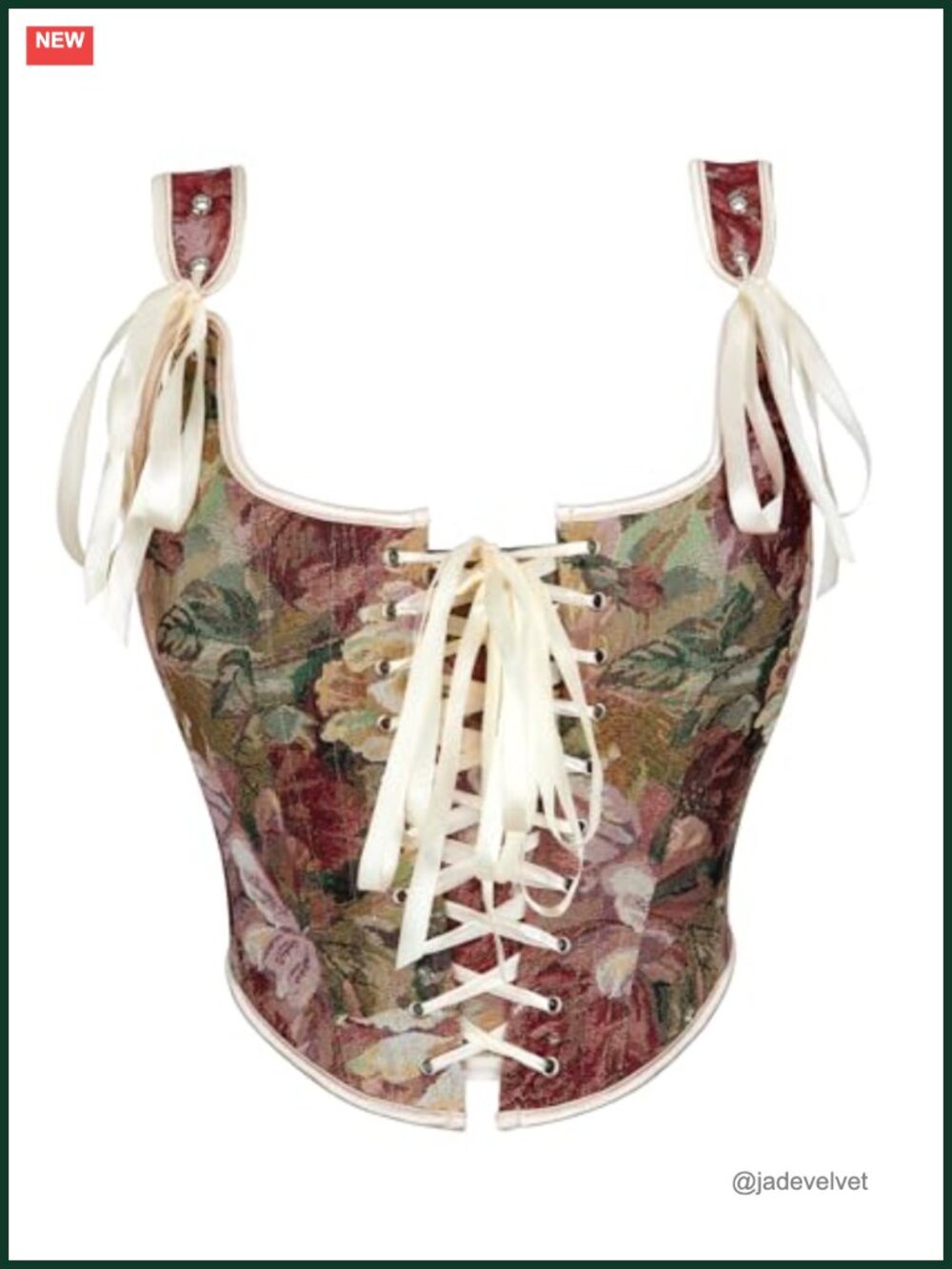 Renaissance Floral Corset Top Womens Overbust Bustier Lace-Up Boned
